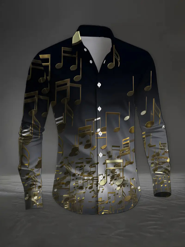 3D divatnyomású ing, szűk szabású, hosszú ujjú, színblokkolt minta