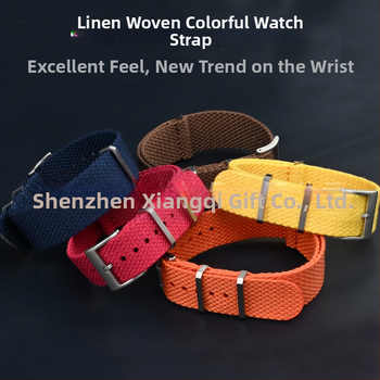 Λουράκι ρολογιού — λινό, μεταλλικός δακτύλιος, προέλευση Shenzhen, μάρκα Cheung kei, καλοκαίρι 2025