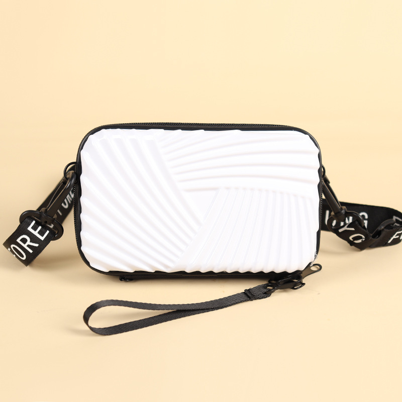 Geantă pătrată PVC portabilă – dungă, căptușeală din poliester, pliabilă, stil urban minimalist, unisex