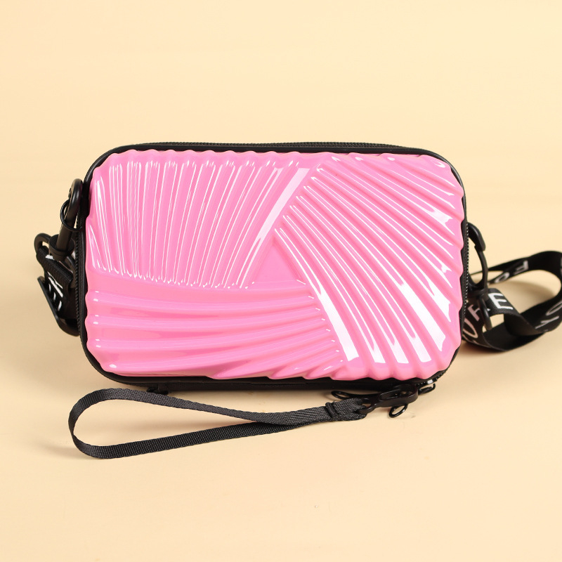 Geantă pătrată PVC portabilă – dungă, căptușeală din poliester, pliabilă, stil urban minimalist, unisex