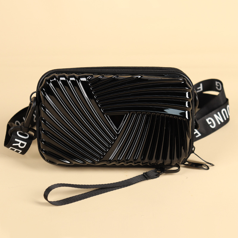 Geantă pătrată PVC portabilă – dungă, căptușeală din poliester, pliabilă, stil urban minimalist, unisex