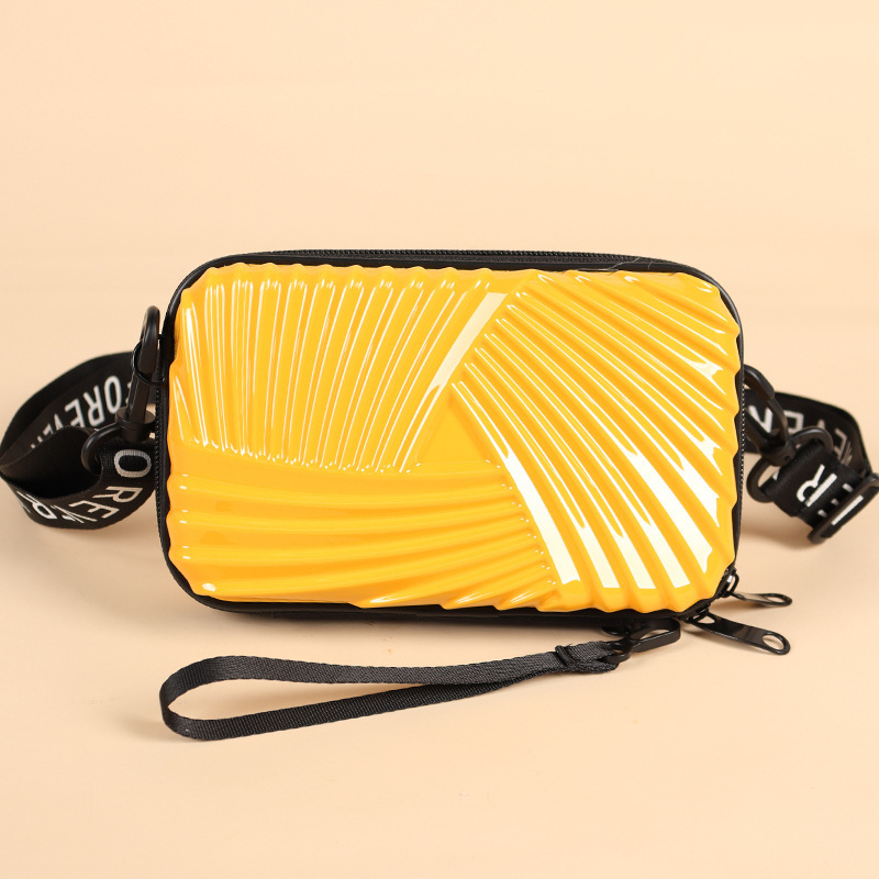 Geantă pătrată PVC portabilă – dungă, căptușeală din poliester, pliabilă, stil urban minimalist, unisex