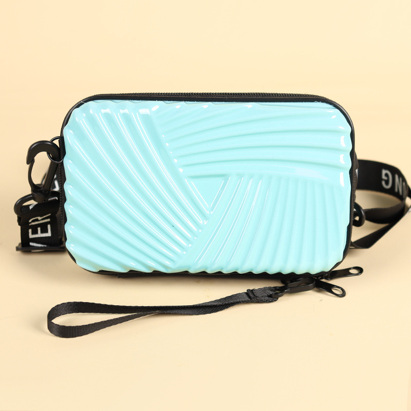 Geantă pătrată PVC portabilă – dungă, căptușeală din poliester, pliabilă, stil urban minimalist, unisex