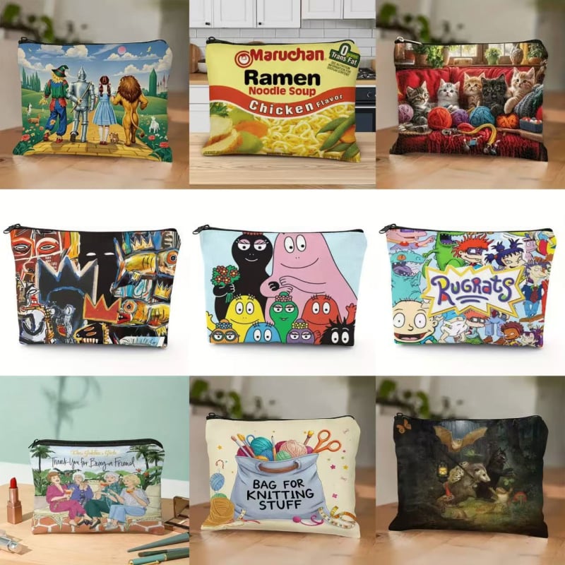 Geantă cosmetică din in, design personalizat, stil Cross-Border Trend, extensibilă, ușoară, fără căptușeală