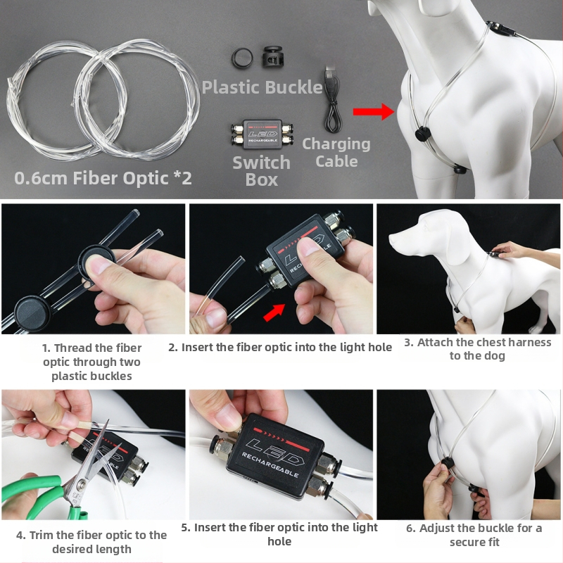 LED vesta za psa s USB punjenjem, TPU materijal, model CD1110, pogodna za DIY rezanje