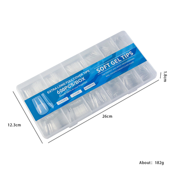 Άκρες νυχιών τεχνητές - Επιπλέον Μακριές, Σχήμα Μπαλέριν, Πλήρες Κάλυμμα, Υλικό ABS, 240 Τεμάχια