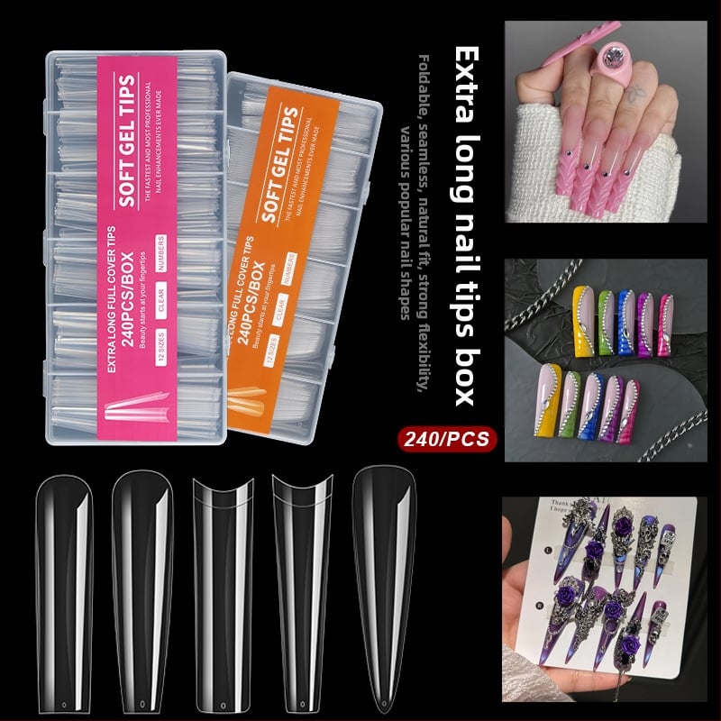 Nagu galiņi - Īpaši gari, Balerīnas forma, Pilns pārklājums, ABS materiāls, 240 gab. kastē