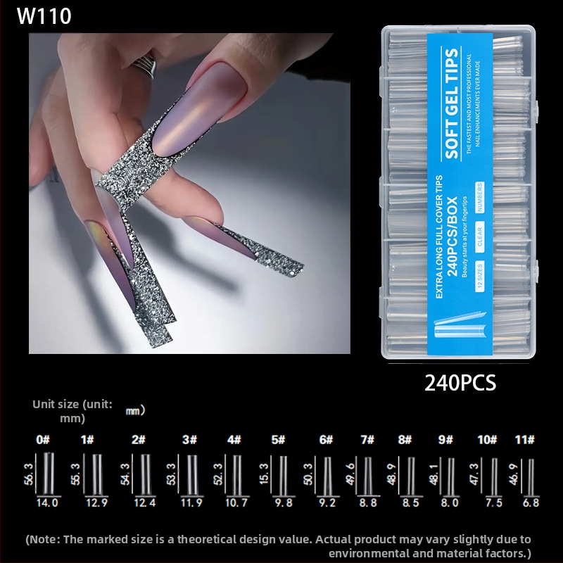 Nechtové tipy - Extra dlhé, Baletná forma, Celé krytie, ABS materiál, 240 kusov