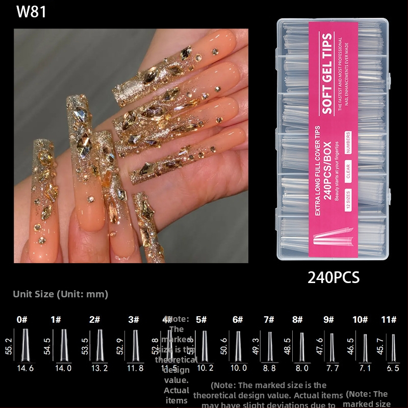 Nagu galiņi - Īpaši gari, Balerīnas forma, Pilns pārklājums, ABS materiāls, 240 gab. kastē