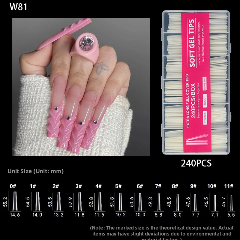 Nagu galiņi - Īpaši gari, Balerīnas forma, Pilns pārklājums, ABS materiāls, 240 gab. kastē