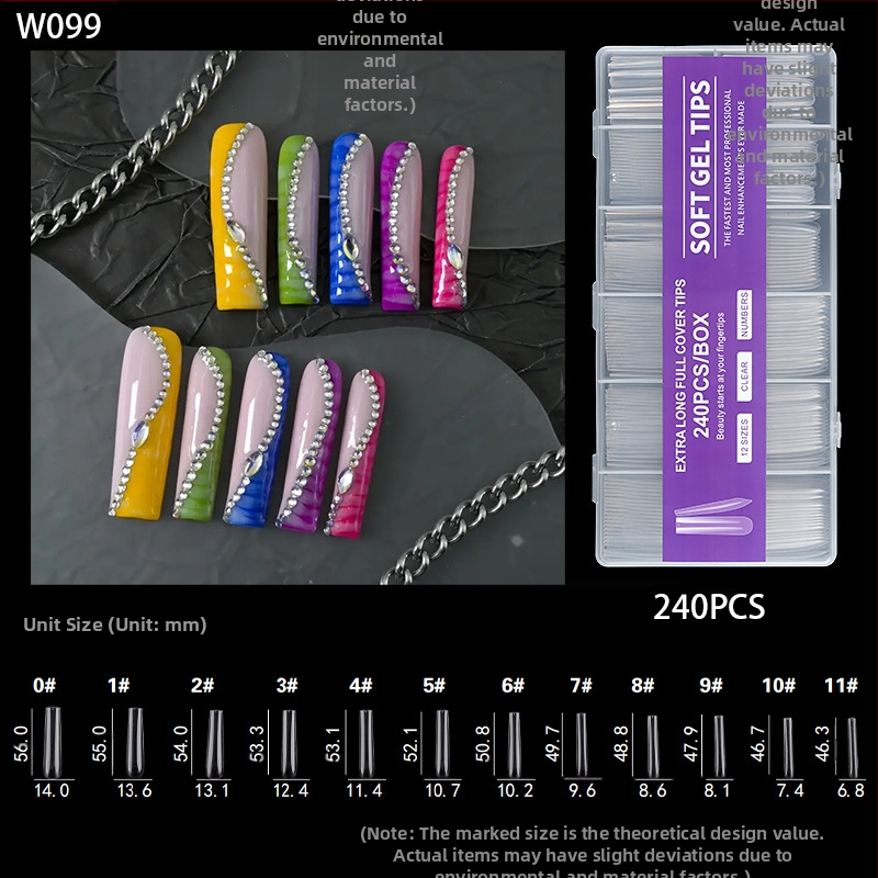 Nagu galiņi - Īpaši gari, Balerīnas forma, Pilns pārklājums, ABS materiāls, 240 gab. kastē