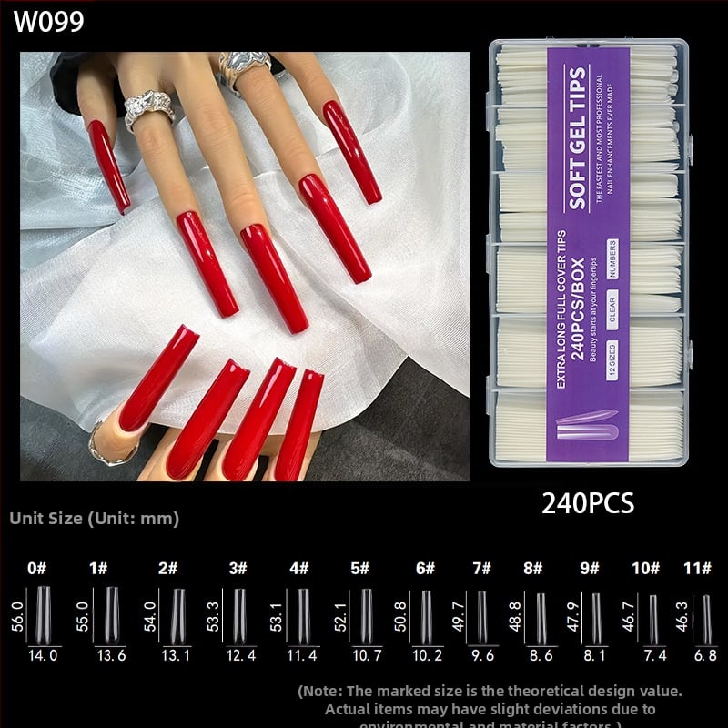 Nagu galiņi - Īpaši gari, Balerīnas forma, Pilns pārklājums, ABS materiāls, 240 gab. kastē