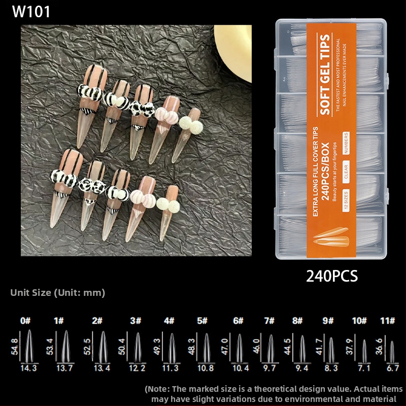 Nagu galiņi - Īpaši gari, Balerīnas forma, Pilns pārklājums, ABS materiāls, 240 gab. kastē