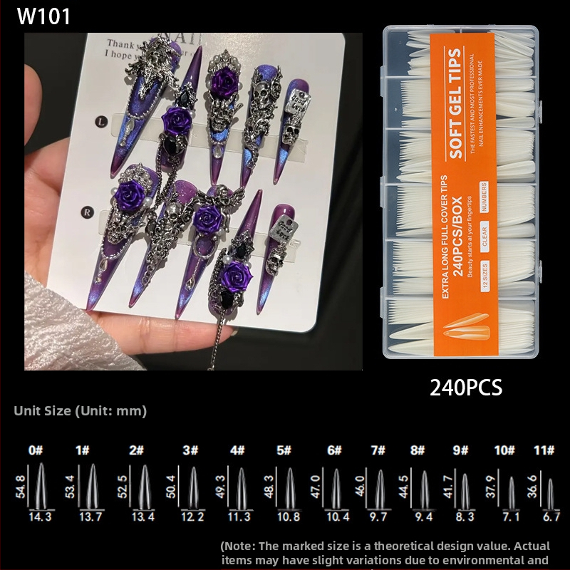 Nagu galiņi - Īpaši gari, Balerīnas forma, Pilns pārklājums, ABS materiāls, 240 gab. kastē
