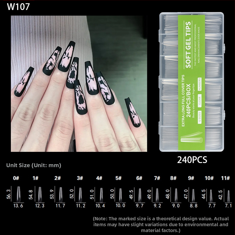 Nagu galiņi - Īpaši gari, Balerīnas forma, Pilns pārklājums, ABS materiāls, 240 gab. kastē