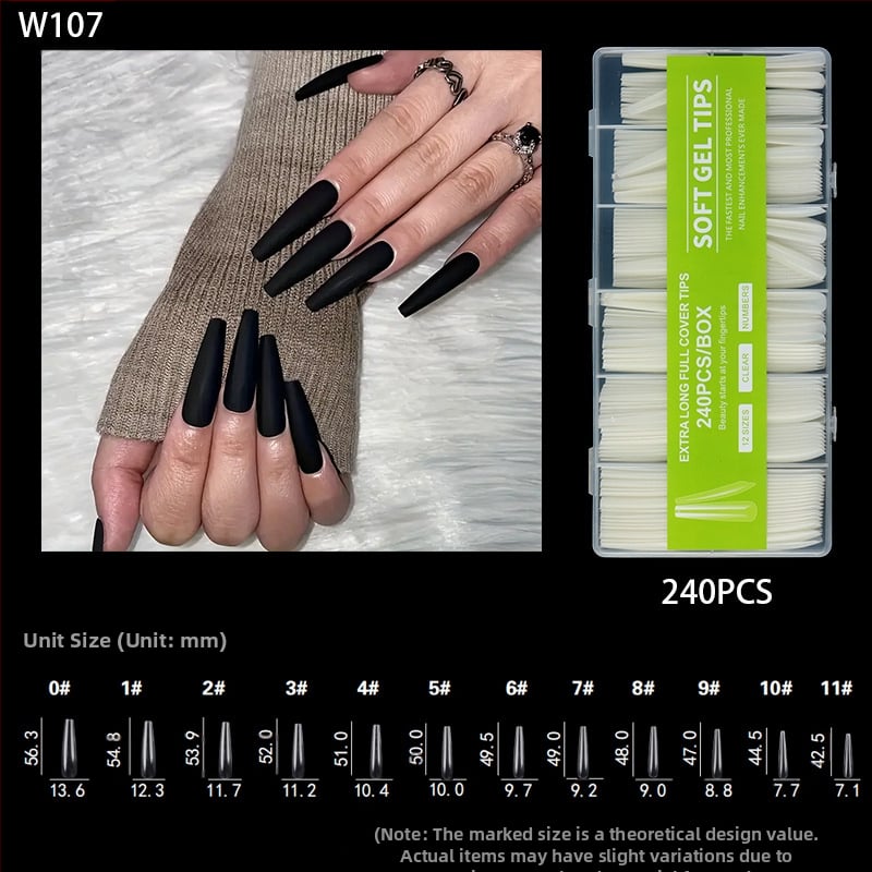 Nagu galiņi - Īpaši gari, Balerīnas forma, Pilns pārklājums, ABS materiāls, 240 gab. kastē