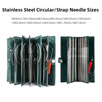 Set igala za pletenje: nehrđajući čelik, kružne igle, duge i ravne igle, kompletan skup alata