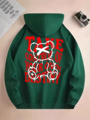 Φούτερ με κουκούλα με 3D ψηφιακό εκτύπωμα αρκούδας – πουλόβερ, χαλαρή γραμμή, μακριά μανίκια, πολυεστέρας 96%