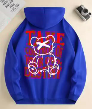 Φούτερ με κουκούλα με 3D ψηφιακό εκτύπωμα αρκούδας – πουλόβερ, χαλαρή γραμμή, μακριά μανίκια, πολυεστέρας 96%