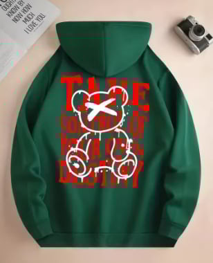 Φούτερ με κουκούλα με 3D ψηφιακό εκτύπωμα αρκούδας – πουλόβερ, χαλαρή γραμμή, μακριά μανίκια, πολυεστέρας 96%