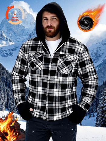 Πουκάμισο φλανελ με καρό, τετράγωνο γιακά, μακριά μανίκια, εφαρμοστή γραμμή