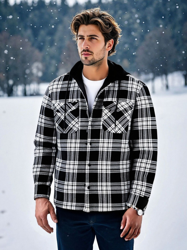 Flaneles krekls ar rūtainu rakstu, kvadrātveida apkakle, garas piedurknes, pieguļoša silueta