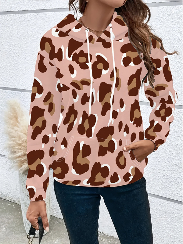 Ženski pulover s kapuljom, 3D otisak životinja, širok kroj, poliester smjesa, proljeće 2025