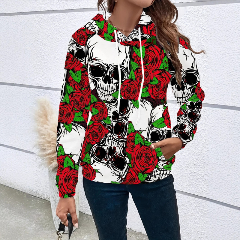 Ženski pulover s kapuljom, 3D otisak životinja, širok kroj, poliester smjesa, proljeće 2025