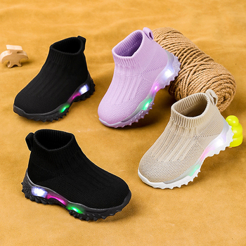 Παιδικά Fly-Knit παπούτσια, ανάλαφρα και διαπνέοντα, slip-on, αντιολισθητικά, ανθεκτικά, απορροφητικά κραδασμών, άνω μέρος από ύφασμα, σόλα TPU, για όλες τις εποχές, unisex, μονόχρωμα, ηλικίες 4–12 ετών