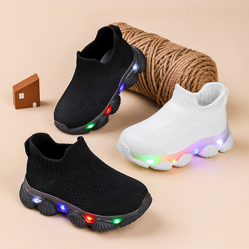 Dječje Fly-Knit tenisice, prozračne i lagane, slip-on dizajn, protuklizne, otporne na habanje, amortizacija udara, gornji dio od tkanine, potplat TPU, za sve sezone, unisex, jednobojne, uzrast 4–12 godina