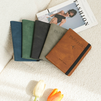 Θήκη PU δέρμα για διαβατήριο και ταυτότητα, πορτοφόλι με διπλό διαμερισμό, μοτίβο γραμμάτων, ανθεκτικό στη φθορά, κάτοχος διαβατηρίου/πιστοποιητικών