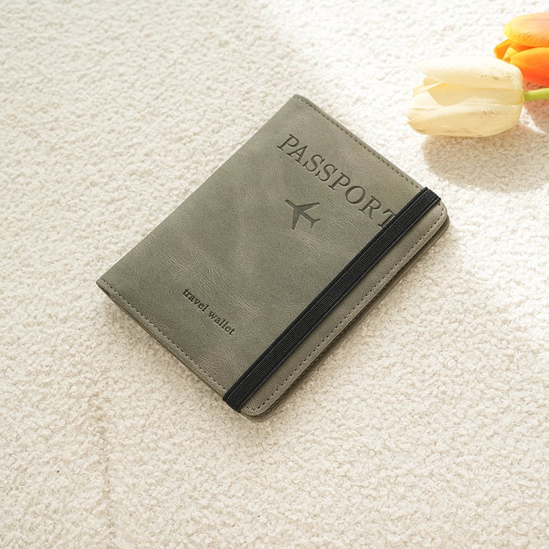 Θήκη PU δέρμα για διαβατήριο και ταυτότητα, πορτοφόλι με διπλό διαμερισμό, μοτίβο γραμμάτων, ανθεκτικό στη φθορά, κάτοχος διαβατηρίου/πιστοποιητικών