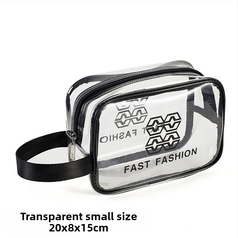 Τσαντάκι μακιγιάζ PU τετραγωνικού σχήματος, διάφανο με οργανωτή για ταξίδια