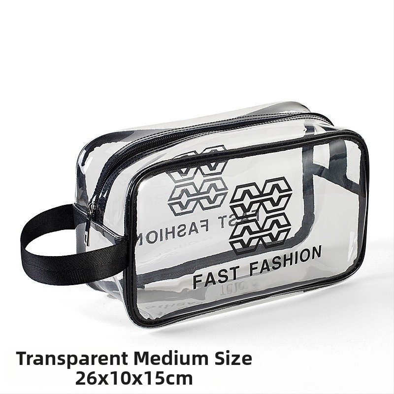 Τσαντάκι μακιγιάζ PU τετραγωνικού σχήματος, διάφανο με οργανωτή για ταξίδια
