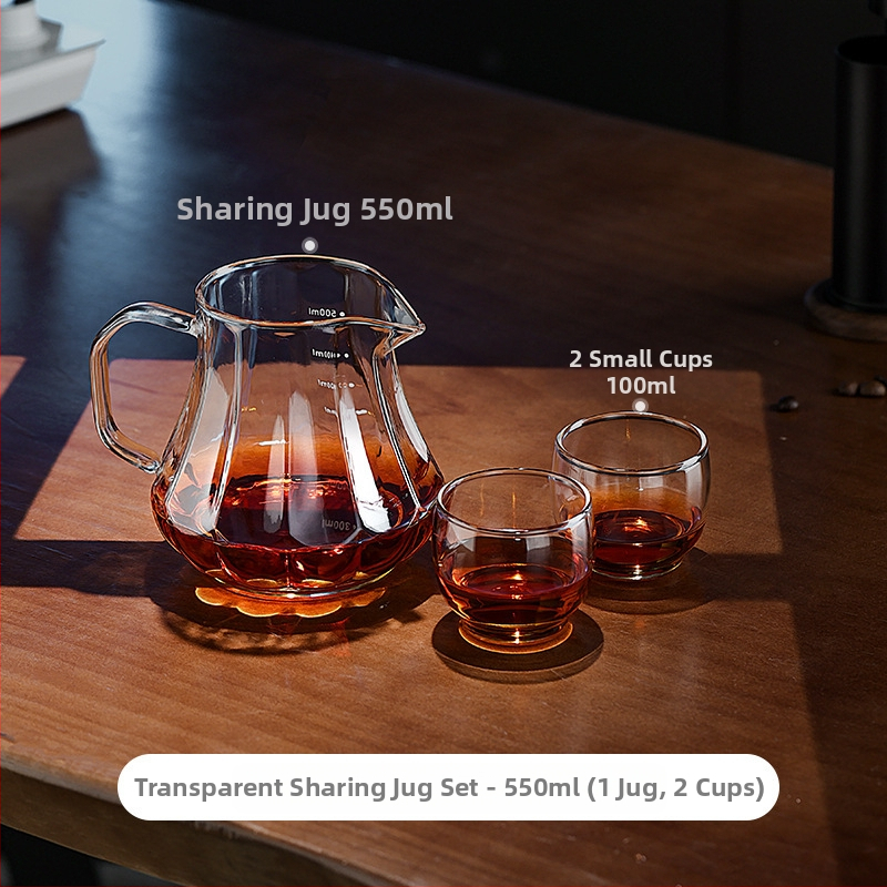 Bincoo Γυάλινο σετ καφέ για κοινή παρασκευή με φλυτζάνι γευσιγνωσίας και φίλτρο – μοντέρνο μινιμαλιστικό στυλ, απλός σχεδιασμός