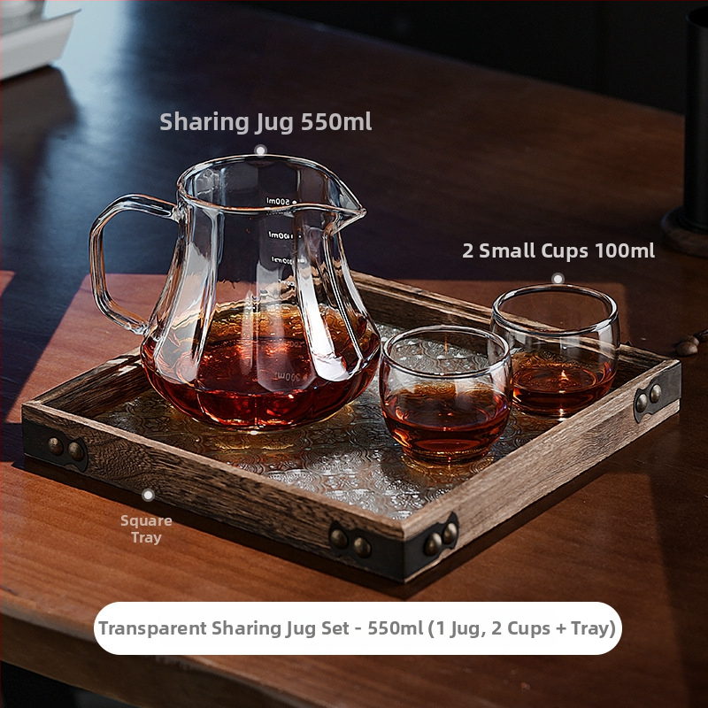 Bincoo Γυάλινο σετ καφέ για κοινή παρασκευή με φλυτζάνι γευσιγνωσίας και φίλτρο – μοντέρνο μινιμαλιστικό στυλ, απλός σχεδιασμός