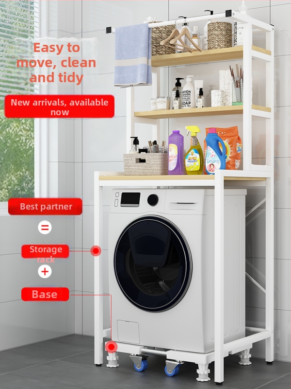 Regál na práčku, 6 poschodí, stojaci na podlahe, otvorená horná skrinka, do kúpeľne alebo na balkón