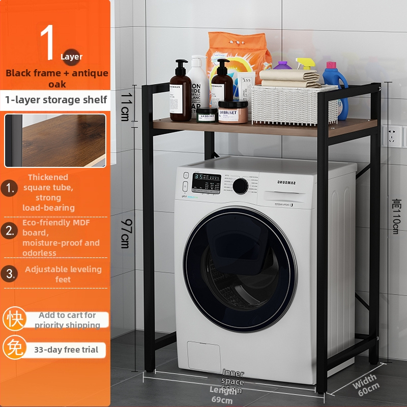 Raft de depozitare pentru mașina de spălat, 6 etaje, montaj pe podea, dulap deschis, pentru baie sau balcon