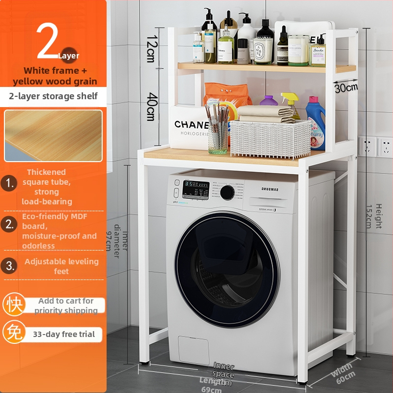 Raft de depozitare pentru mașina de spălat, 6 etaje, montaj pe podea, dulap deschis, pentru baie sau balcon