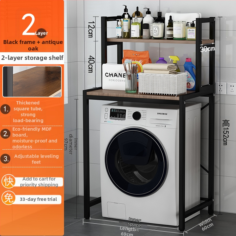 Raft de depozitare pentru mașina de spălat, 6 etaje, montaj pe podea, dulap deschis, pentru baie sau balcon