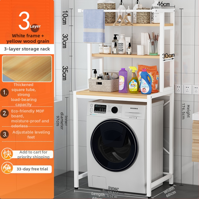 Raft de depozitare pentru mașina de spălat, 6 etaje, montaj pe podea, dulap deschis, pentru baie sau balcon
