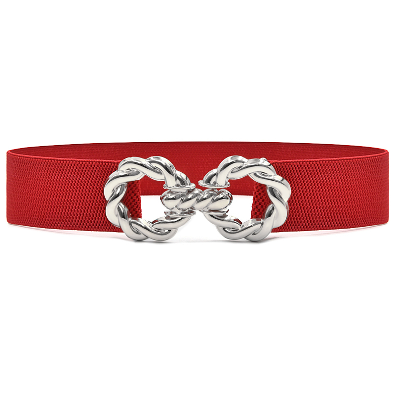 Γυναικεία ελαστική ζώνη μέσης με μεταλλική αγκράφα, κλείσιμο με αγκράφα, πλάτος άνω των 4 εκ, για κοστούμια, φούστερες, πουλόβερ και παλτά — Άνοιξη 2024