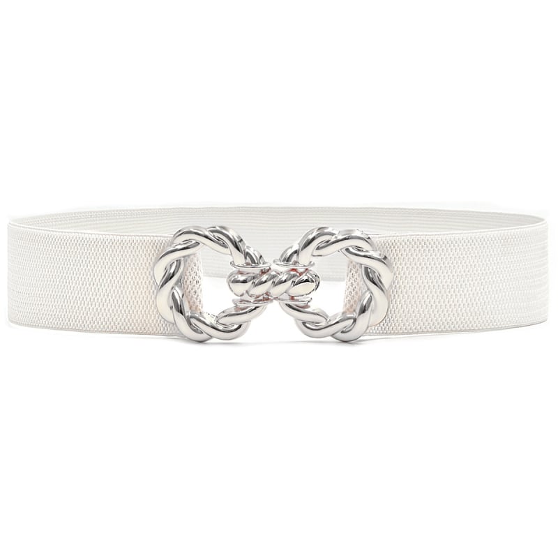 Γυναικεία ελαστική ζώνη μέσης με μεταλλική αγκράφα, κλείσιμο με αγκράφα, πλάτος άνω των 4 εκ, για κοστούμια, φούστερες, πουλόβερ και παλτά — Άνοιξη 2024