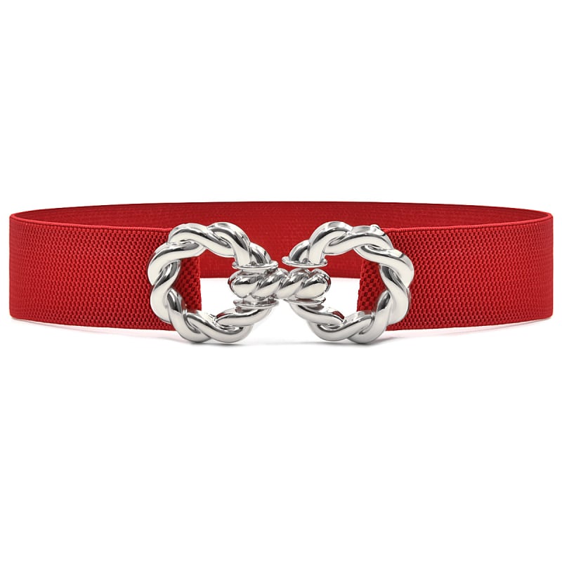 Γυναικεία ελαστική ζώνη μέσης με μεταλλική αγκράφα, κλείσιμο με αγκράφα, πλάτος άνω των 4 εκ, για κοστούμια, φούστερες, πουλόβερ και παλτά — Άνοιξη 2024