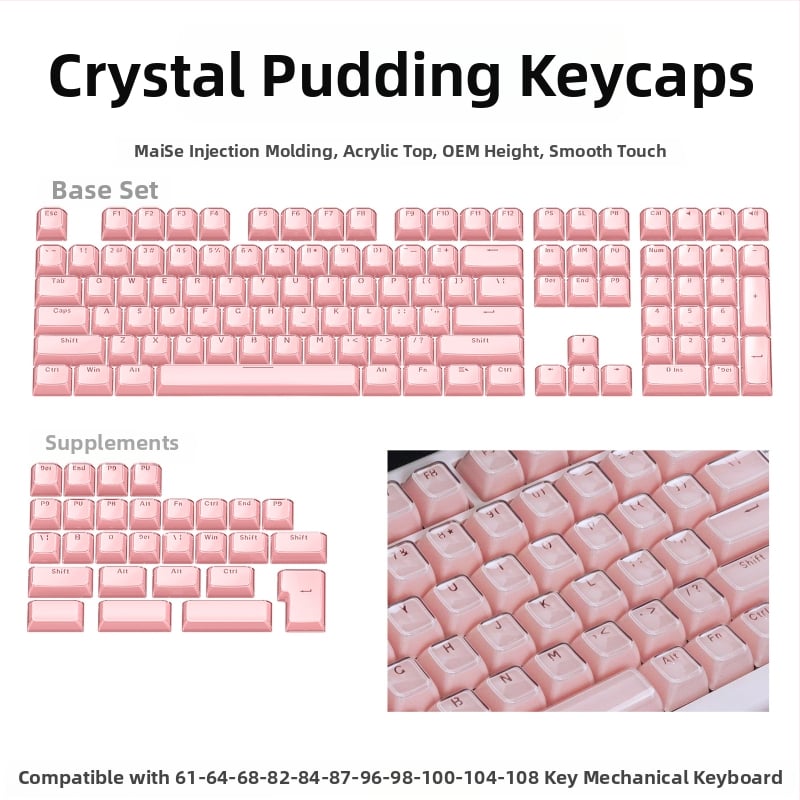 Mechanikus billentyűzethez készült keycap szett, 113 gomb, PC anyag, kettős színű oldalsó gravírozás, Cross-Shaft kompatibilis