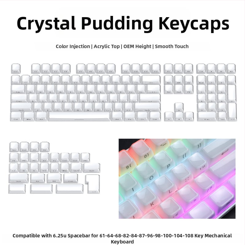 Mechanikus billentyűzethez készült keycap szett, 113 gomb, PC anyag, kettős színű oldalsó gravírozás, Cross-Shaft kompatibilis