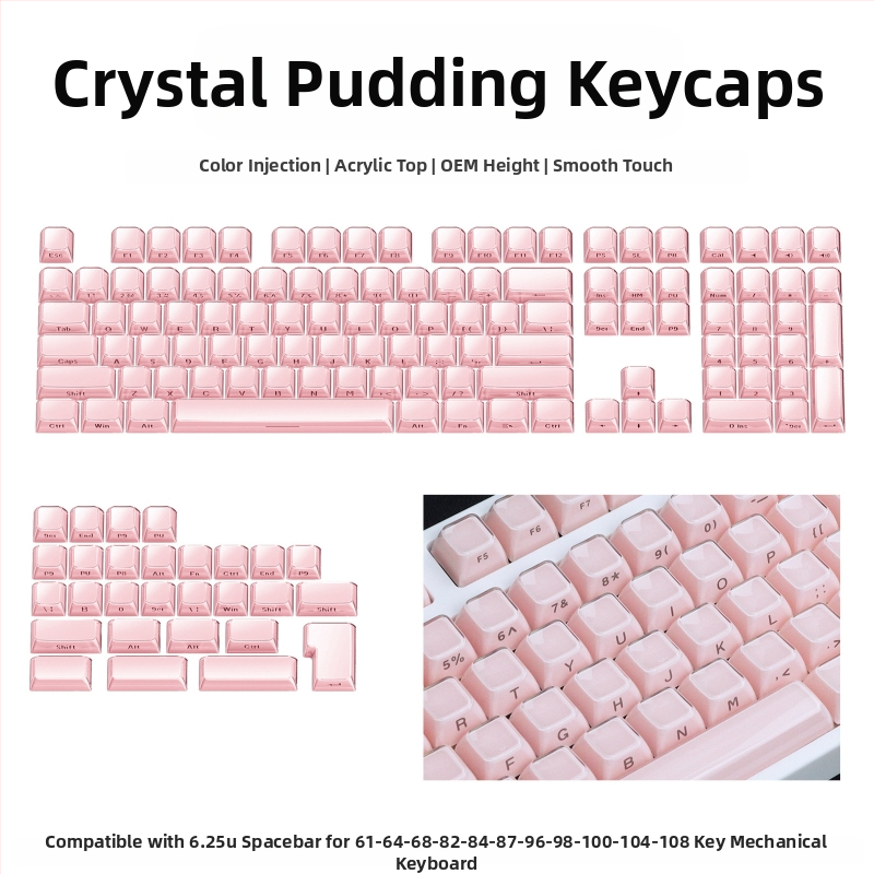 Mechanikus billentyűzethez készült keycap szett, 113 gomb, PC anyag, kettős színű oldalsó gravírozás, Cross-Shaft kompatibilis