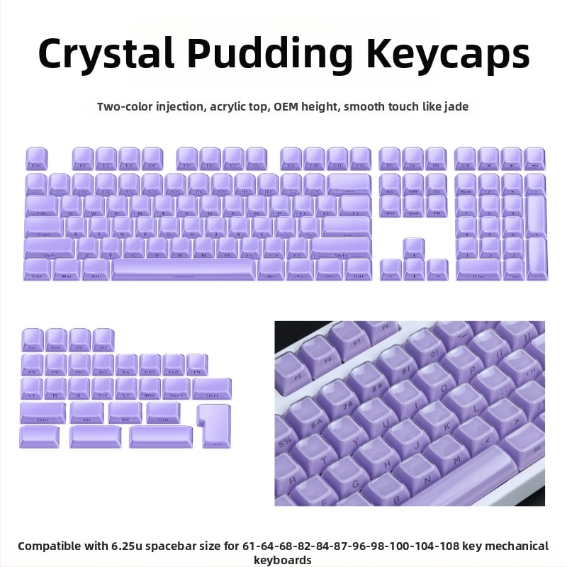 Mechanikus billentyűzethez készült keycap szett, 113 gomb, PC anyag, kettős színű oldalsó gravírozás, Cross-Shaft kompatibilis