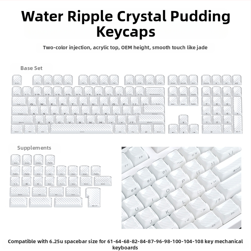 Mechanikus billentyűzethez készült keycap szett, 113 gomb, PC anyag, kettős színű oldalsó gravírozás, Cross-Shaft kompatibilis