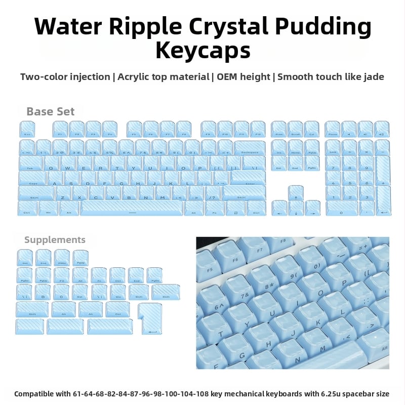 Mechanikus billentyűzethez készült keycap szett, 113 gomb, PC anyag, kettős színű oldalsó gravírozás, Cross-Shaft kompatibilis